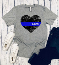 Load image into Gallery viewer, DTF0393 Blue line and Red Line XOXO distressed heart