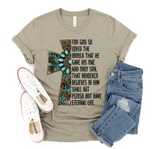 Load image into Gallery viewer, DTF0503 For GOD so loved the world turquoise cross