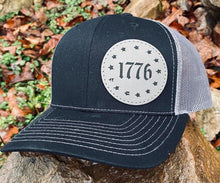 Load image into Gallery viewer, LHP0004 1776 Stars Leather Engraved Hat Patch Circle 2.5"x2.5"