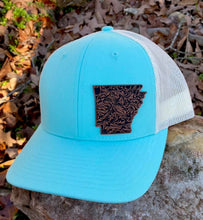 Load image into Gallery viewer, LHP0012 State Western Floral Leather Engraved Hat Patch Rawhide