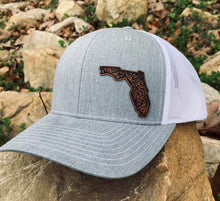 Load image into Gallery viewer, LHP0012 State Western Floral Leather Engraved Hat Patch Rawhide