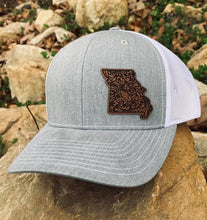 Load image into Gallery viewer, LHP0012 State Western Floral Leather Engraved Hat Patch Rawhide