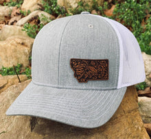 Load image into Gallery viewer, LHP0012 State Western Floral Leather Engraved Hat Patch Rawhide