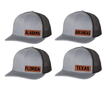 Load image into Gallery viewer, LHP0097 State Name Leatherette Hat Patch 2.75"x1"