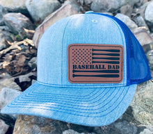 Load image into Gallery viewer, LHP0006 Baseball Dad Flag Leather Engraved Hat Patch 3"x2"