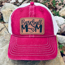 Load image into Gallery viewer, LHP0010 Baseball Mom Leather Engraved Hat Patch 3"x2"