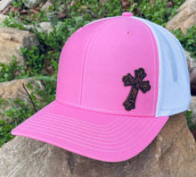 Load image into Gallery viewer, LHP0019 Western Floral Cross Leather Engraved Hat Patch 2x1.25