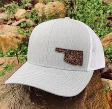 Load image into Gallery viewer, LHP0012 State Western Floral Leather Engraved Hat Patch Rawhide