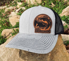 Load image into Gallery viewer, LHP0023 Bass Fishing Leather Engraved Hat Patch 2.5x2.5