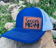 Load image into Gallery viewer, LHP0026 Soccer Mom Leather Engraved Hat Patch 3x2