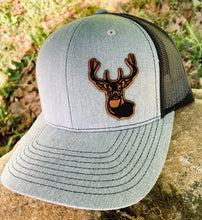 Load image into Gallery viewer, LHP0038 Whitetail Deer Head Cut Out Leather Engraved Hat Patch- 2x2.5