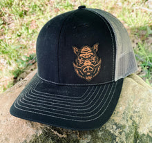 Load image into Gallery viewer, LHP0039 BoarHead Cut Out Leather Engraved Hat Patch- 1.75x2.25