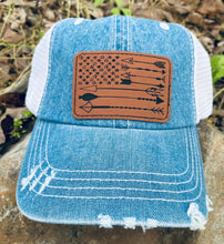 Load image into Gallery viewer, LHP0041 Arrow Flag Leather Engraved Hat Patch- 3x2