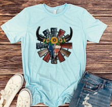 Load image into Gallery viewer, DTF0069-Patriotic Windmill Cattle Skull