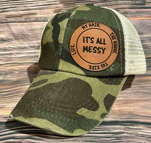 Load image into Gallery viewer, LHP0061 It's All Messy 2.75x2.75 Leather Engraved Hat Patch