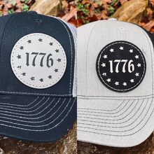 Load image into Gallery viewer, LHP0004 1776 Stars Leather Engraved Hat Patch Circle 2.5"x2.5"