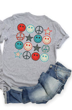 Load image into Gallery viewer, DTF0134-Patriotic Smiley-Peace Sign-Star  with Smiley pocket option