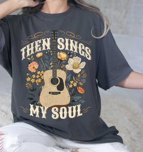 DTF0433 Then Sings My Soul Floral Guitar