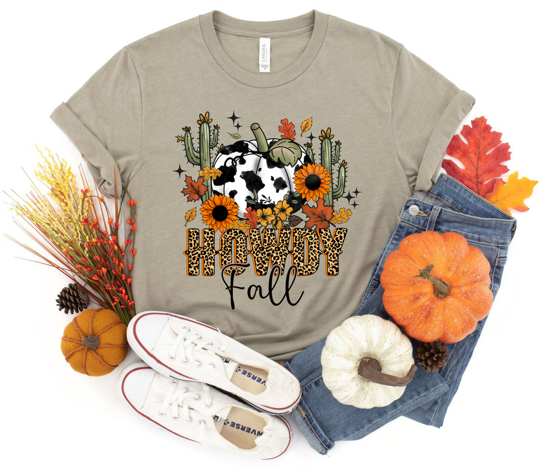 DTF0353 Howdy Fall Cow Print Pumpkin