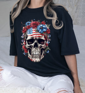 DTF0274-Patriotic Skull