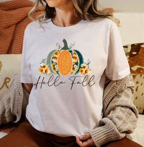 DTF0311- Hello Fall Glitter Pumpkin