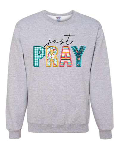 DTF0401 just PRAY faux spring embroidery