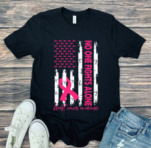 Load image into Gallery viewer, DTF0303 - No One Fights Alone Breast Cancer (with pocket option)