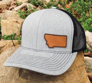LHP0013 State Plain Leather Engraved Hat Patch Rawhide