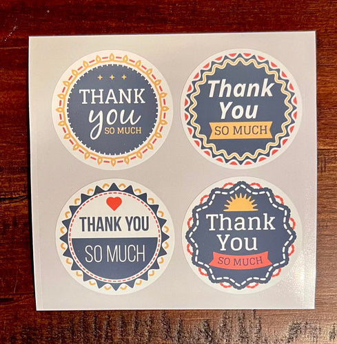 Thank You So Much Navy Mix (100) 2x2 stickers