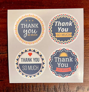 Thank You So Much Navy Mix (100) 2x2 stickers