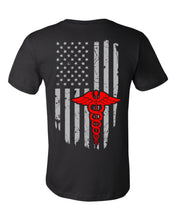 Load image into Gallery viewer, 640 American Flag with Caduceus with pocket options-- Nurse