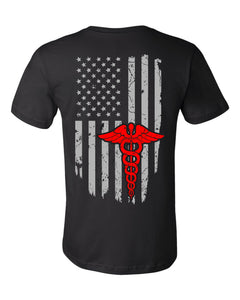 640 American Flag with Caduceus with pocket options-- Nurse