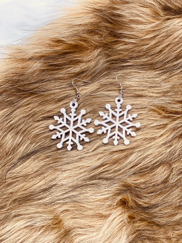 E0035- Wooden White Snowflakes