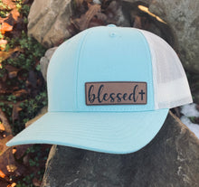 Load image into Gallery viewer, LHP0005 Blessed Cross Leather Engraved Hat Patch 1x2.75