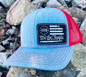 LHP0008 We the People Flag Leather Engraved Hat Patch 3"x2"