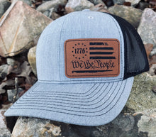 Load image into Gallery viewer, LHP0008 We the People Flag Leather Engraved Hat Patch 3&quot;x2&quot;