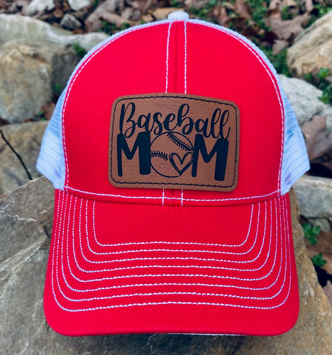 LHP0010 Baseball Mom Leather Engraved Hat Patch 3