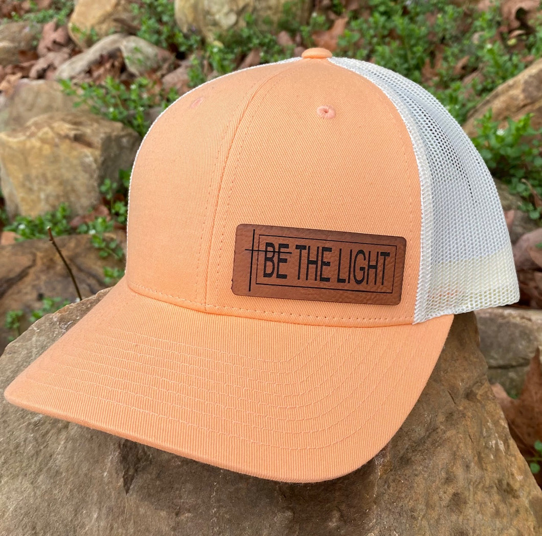 LHP0017 Be the Light Leather Engraved Hat Patch 2.75x1.1