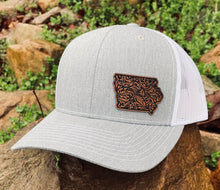 Load image into Gallery viewer, LHP0012 State Western Floral Leather Engraved Hat Patch Rawhide