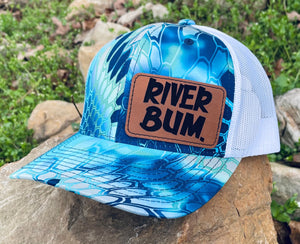 LHP0025 River Bum Leather Engraved Hat Patch 3x2