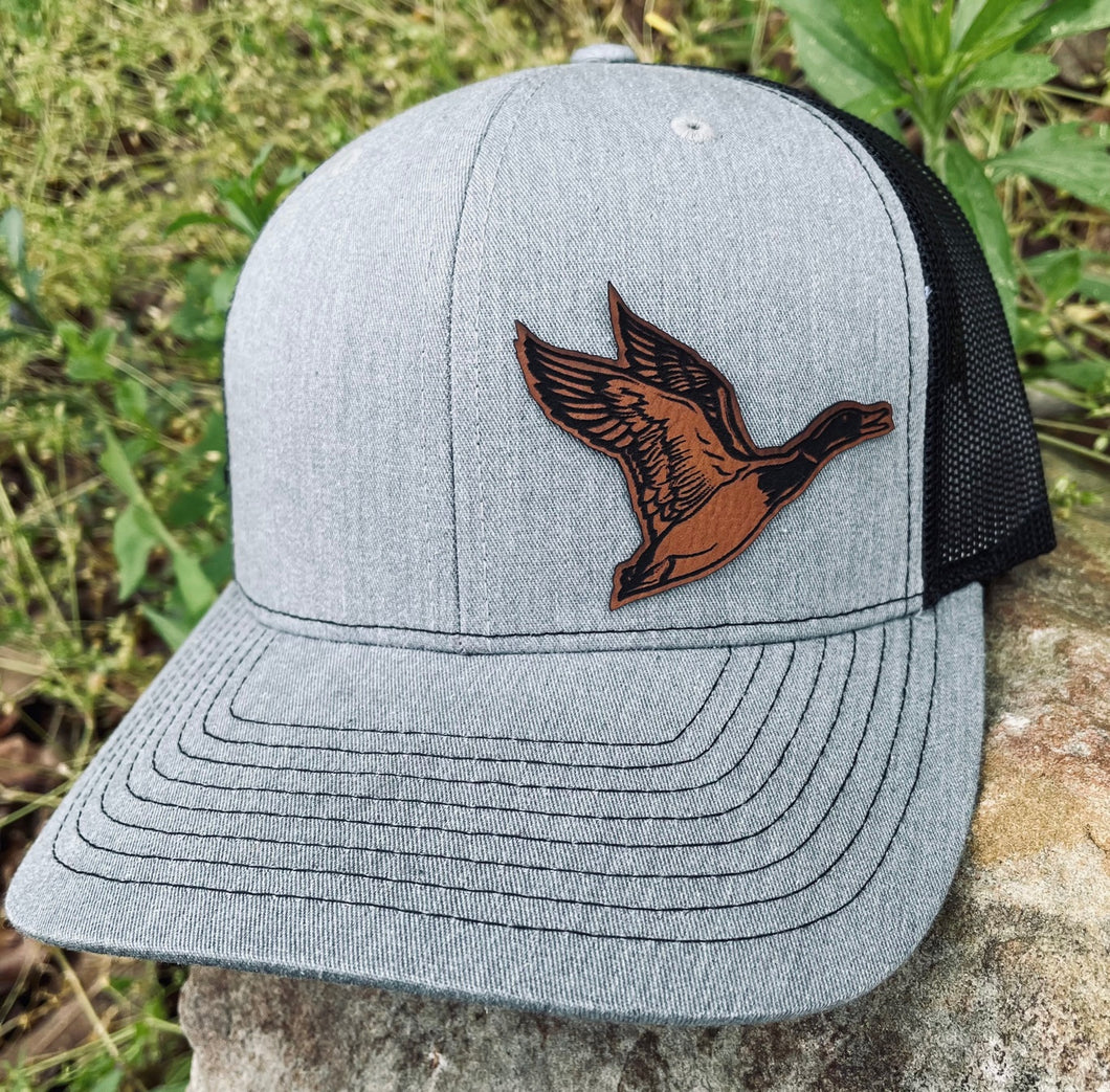 LHP0032 Duck Leather Engraved Hat Patch 3x2.25