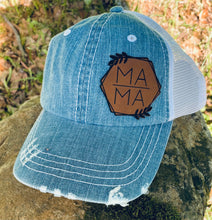 Load image into Gallery viewer, LHP0035 MAMA Hexagon Leather Engraved Hat Patch- 2.5x2.5