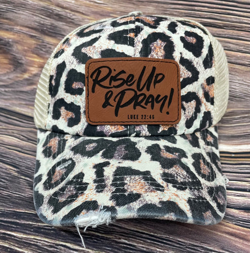 LHP0051 Rise up and pray  Leather Engraved Hat Patch- 3x2
