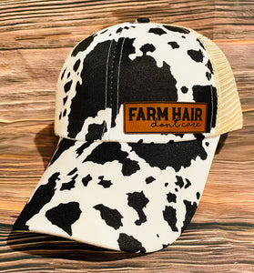 LHP0062 Farm Hair Don't Care 3x1 Leather Engraved Hat Patch