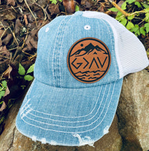Load image into Gallery viewer, LHP0045 God is Greater Highs and Lows Leather Engraved Hat Patch- 2.5x2.5