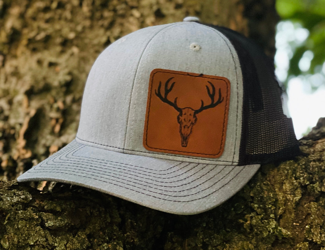 LHP0055 Deer Euro Leather Engraved Hat Patch- 2.5x2.5