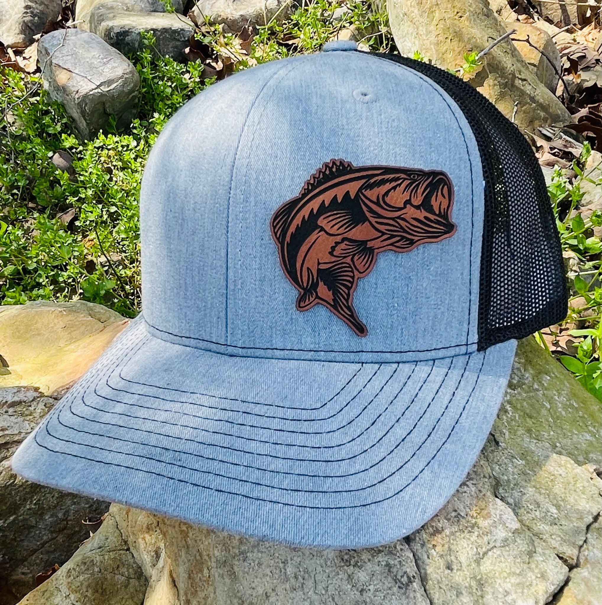 Largemouth Bass Leather Patch Hat