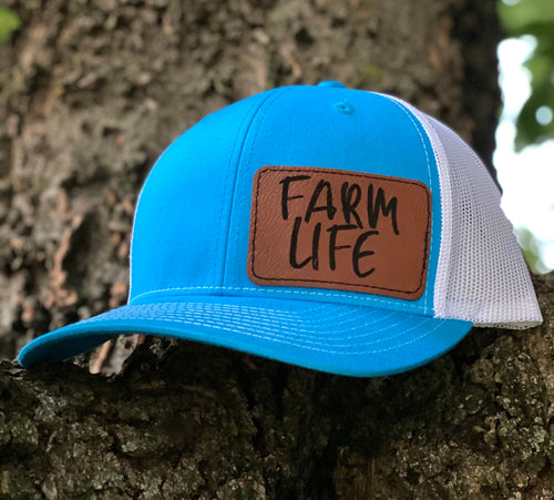 LHP0058 Farm Life Leather Engraved Hat Patch