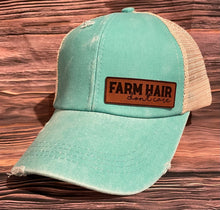 Load image into Gallery viewer, LHP0062 Farm Hair Don&#39;t Care 3x1 Leather Engraved Hat Patch